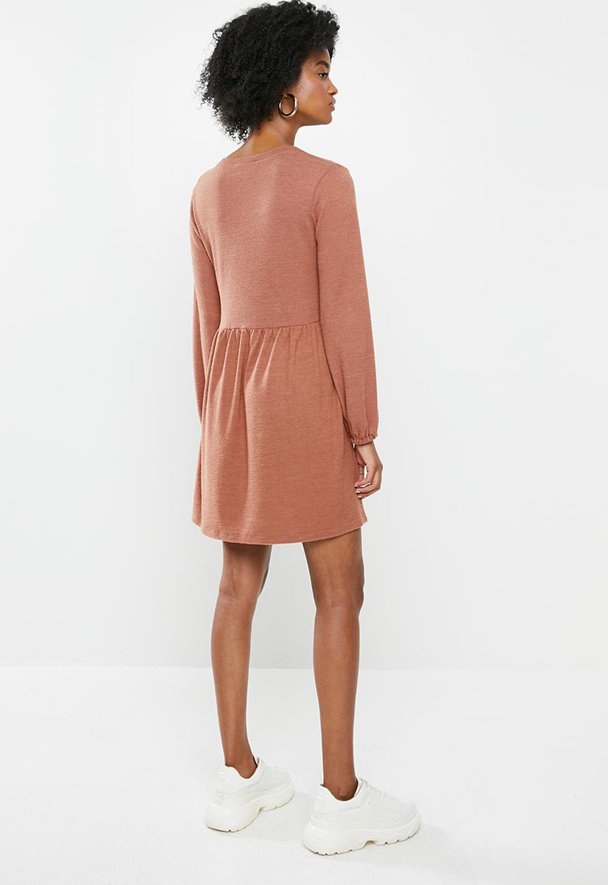 Blake - Knit balloon sleeve mini dress - dusty coral