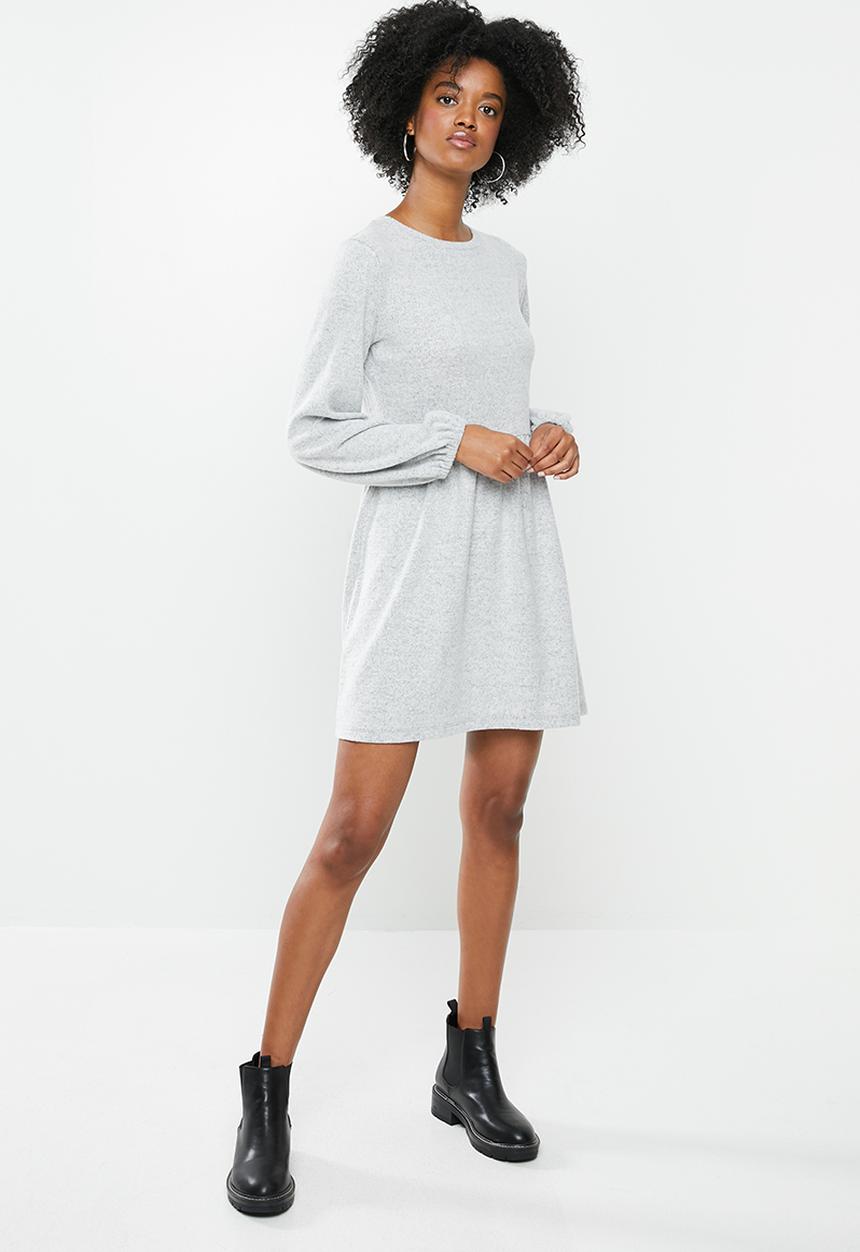 Blake - Knit balloon sleeve mini dress - grey