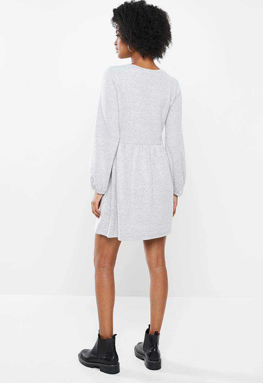 Blake - Knit balloon sleeve mini dress - grey