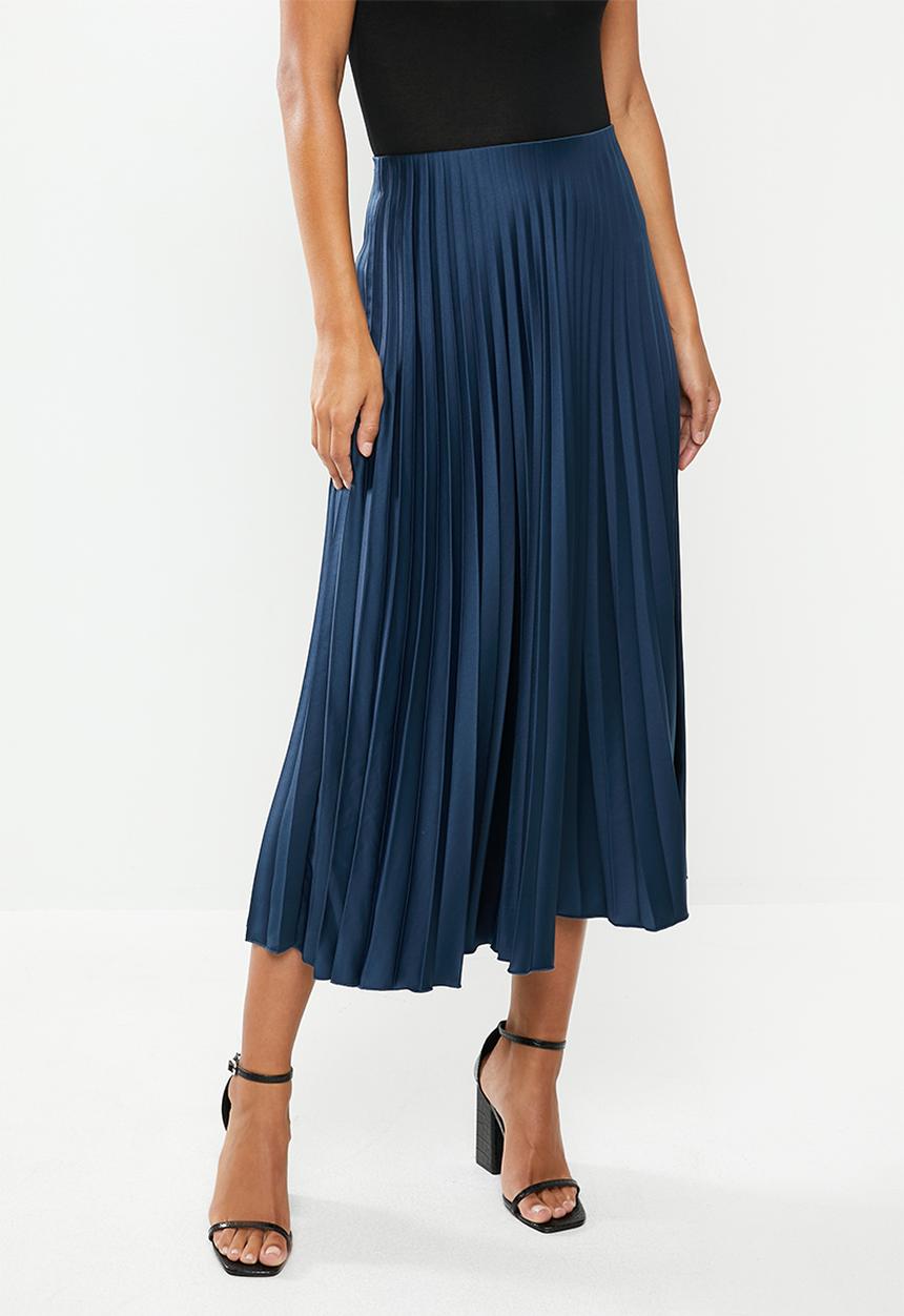 VELVET - Pleated midi skirt - blue