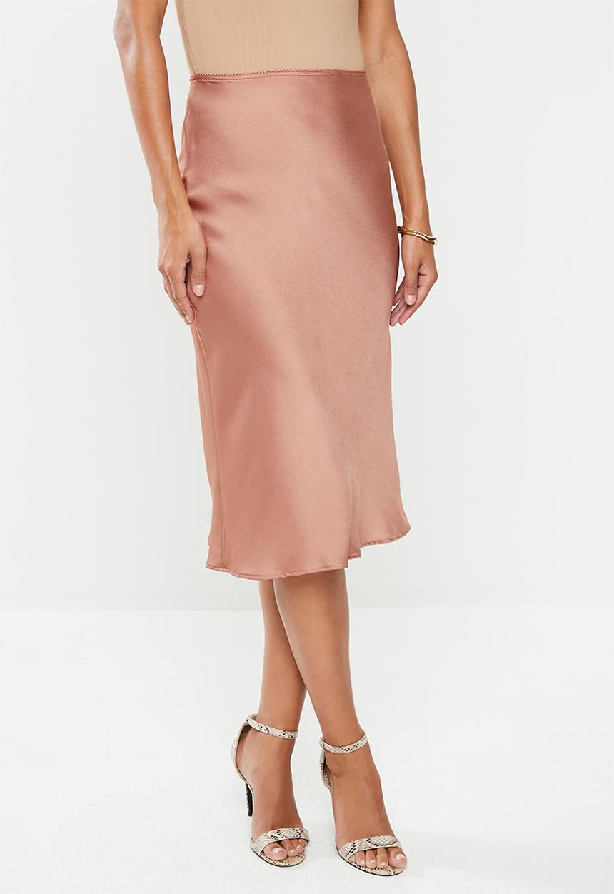 VELVET - Satin bias cut slip skirt - dusty coral
