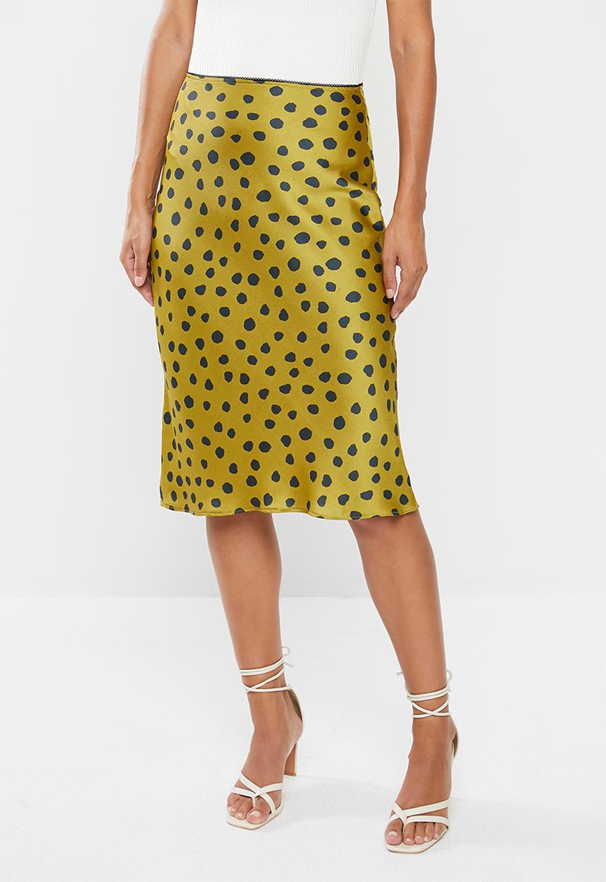 VELVET - Satin bias cut slip skirt -  chartreuse