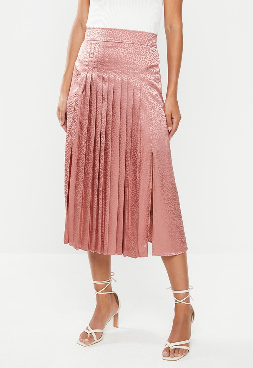 VELVET - Pleated midi skirt - rose shadow
