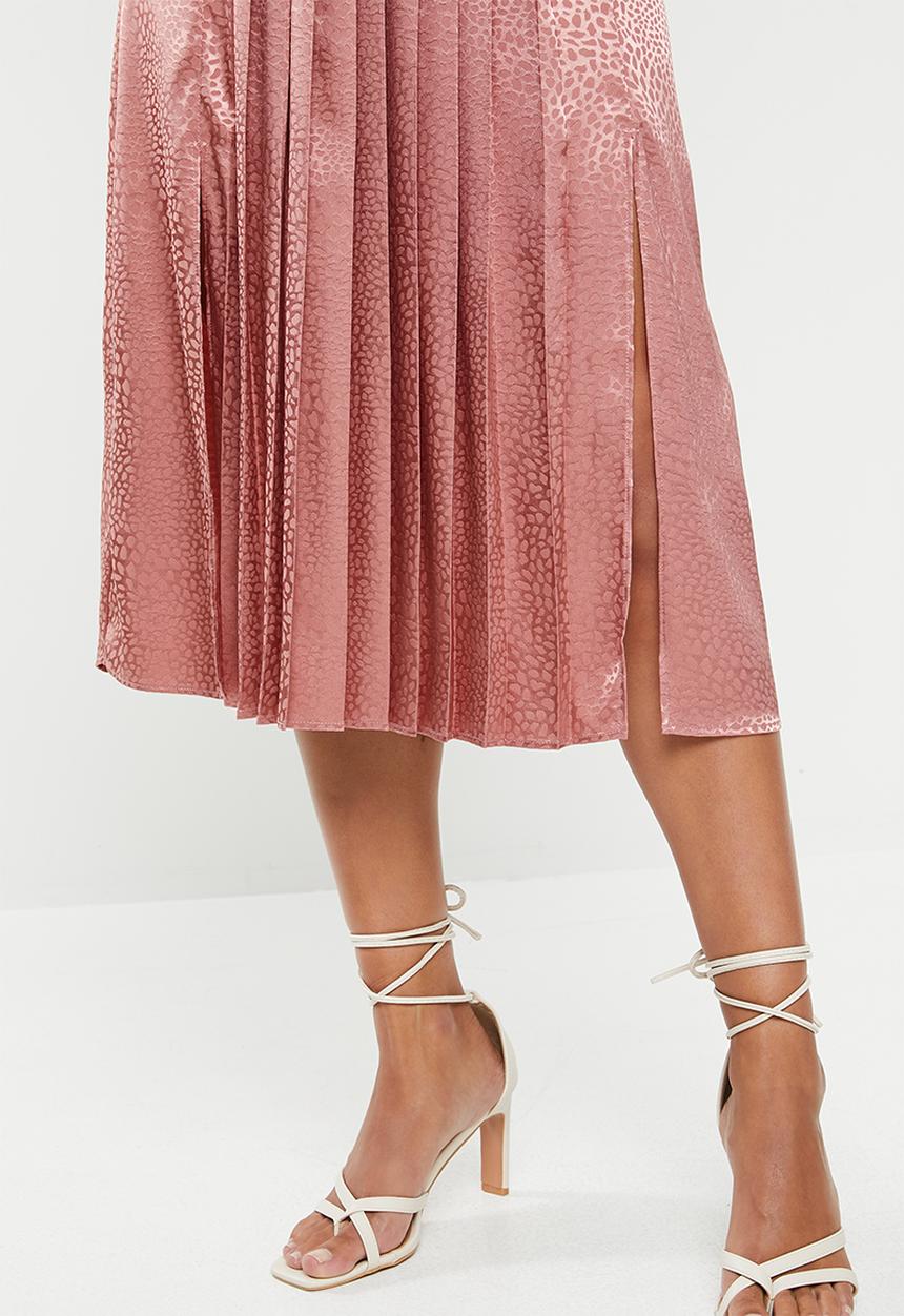 VELVET - Pleated midi skirt - rose shadow