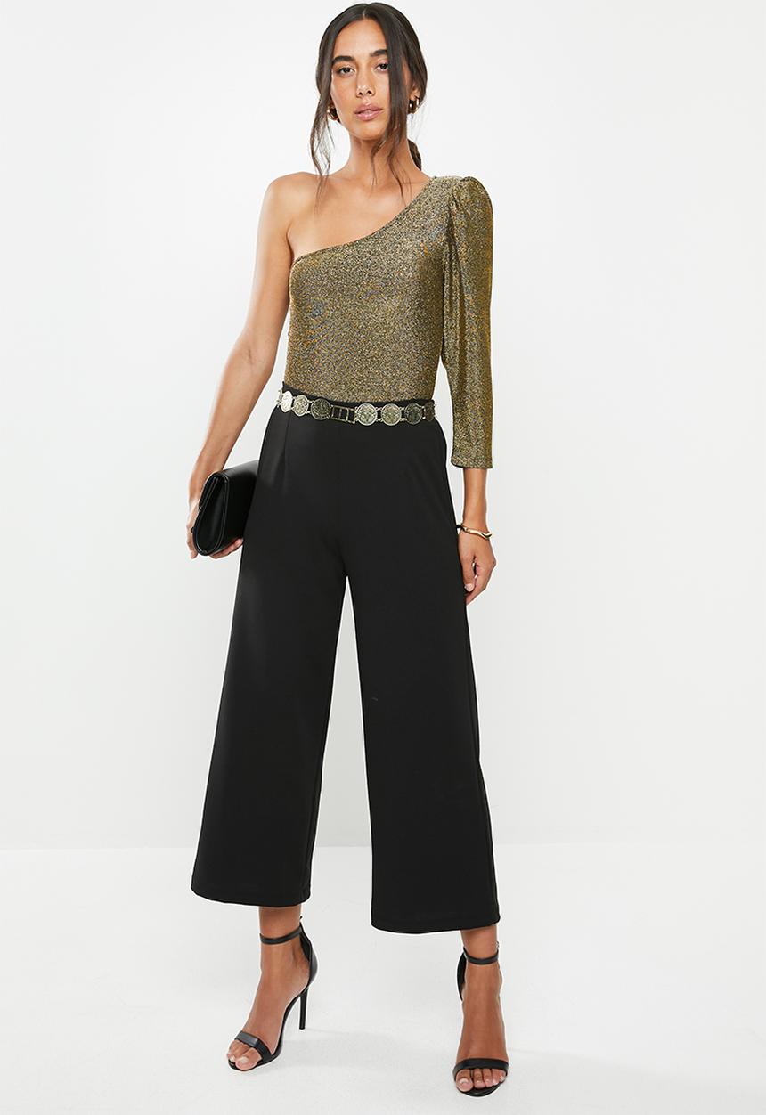 VELVET - Asymmetric bodysuit - black & gold