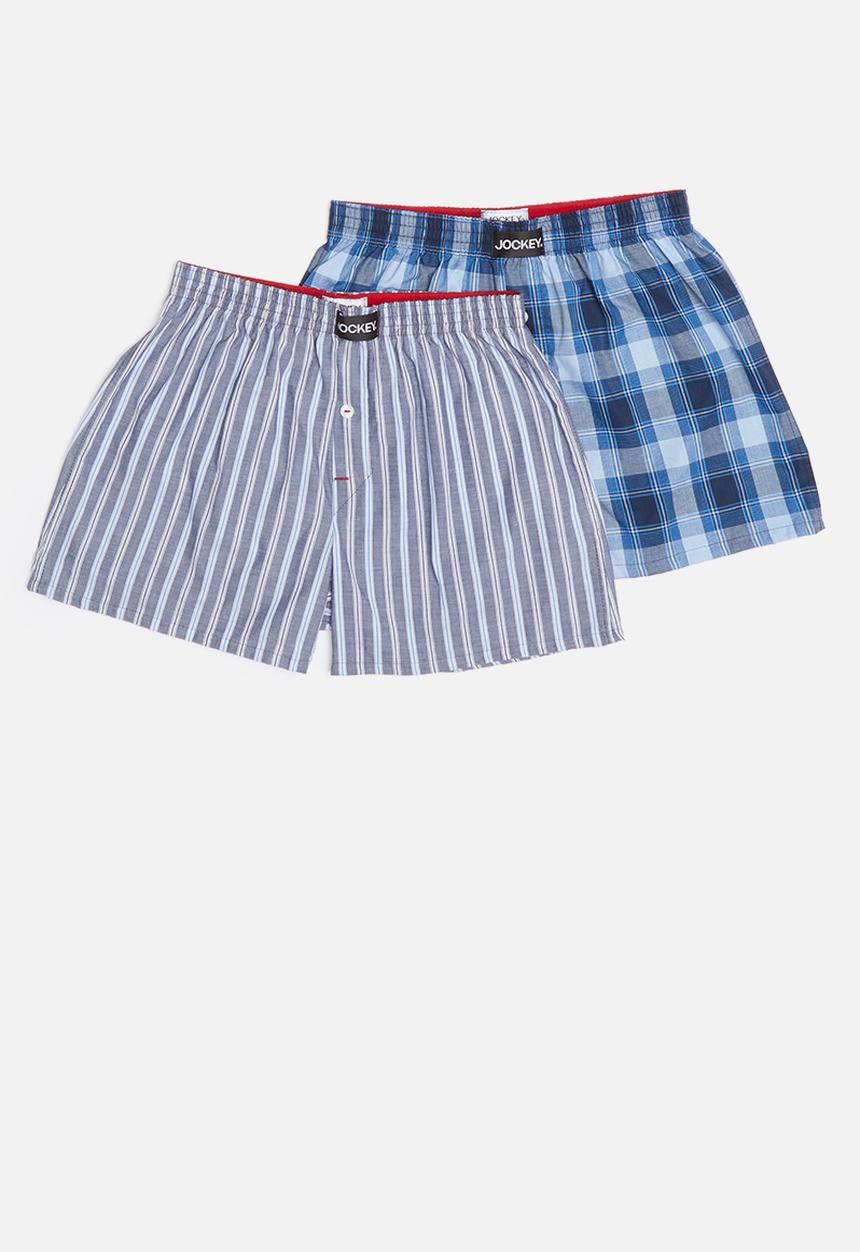 Jockey - 2 Pack boys woven boxer - blue & grey 