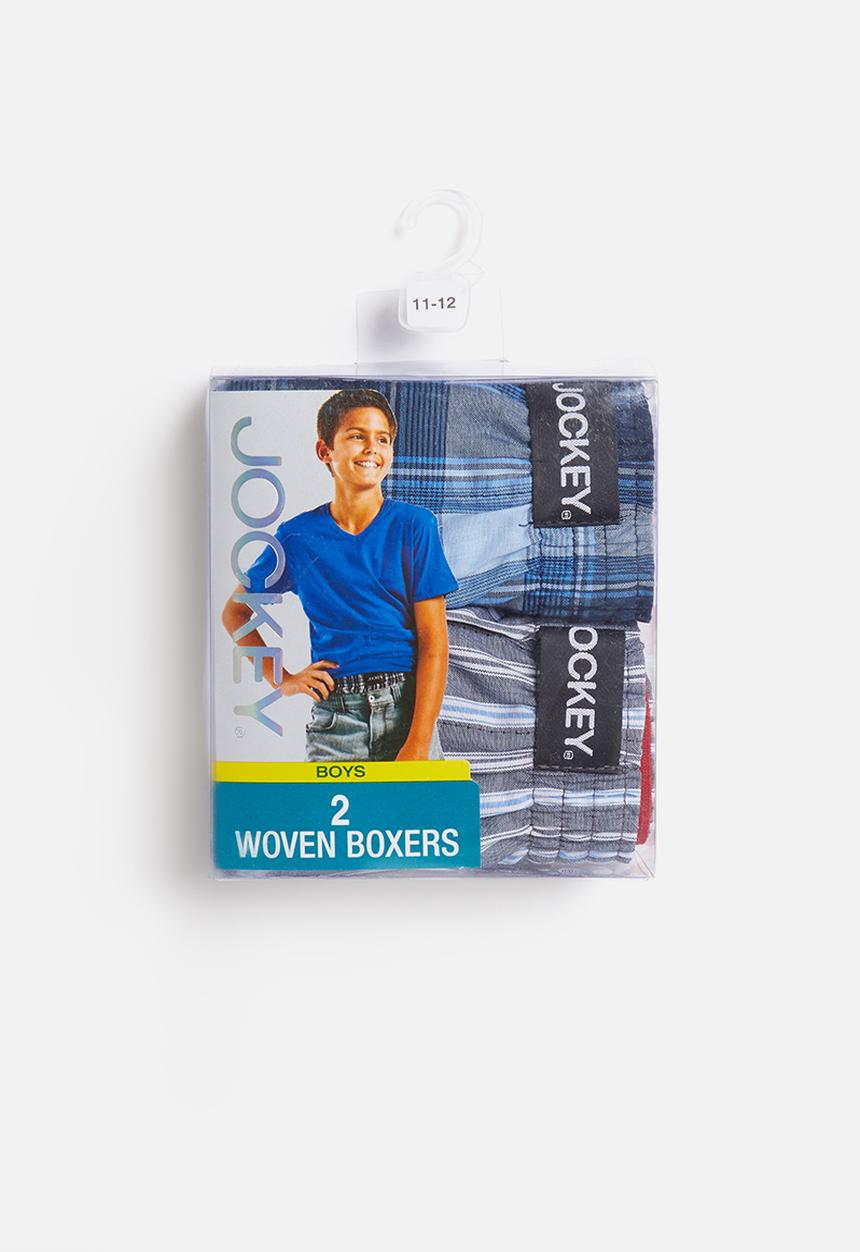 Jockey - 2 Pack boys woven boxer - blue & grey 