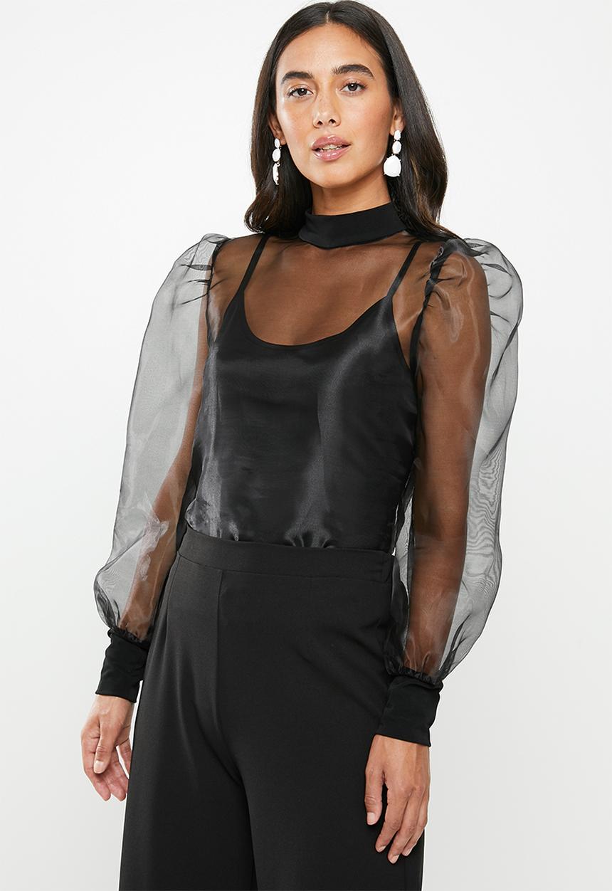 VELVET - Sheer turtleneck blouse - black