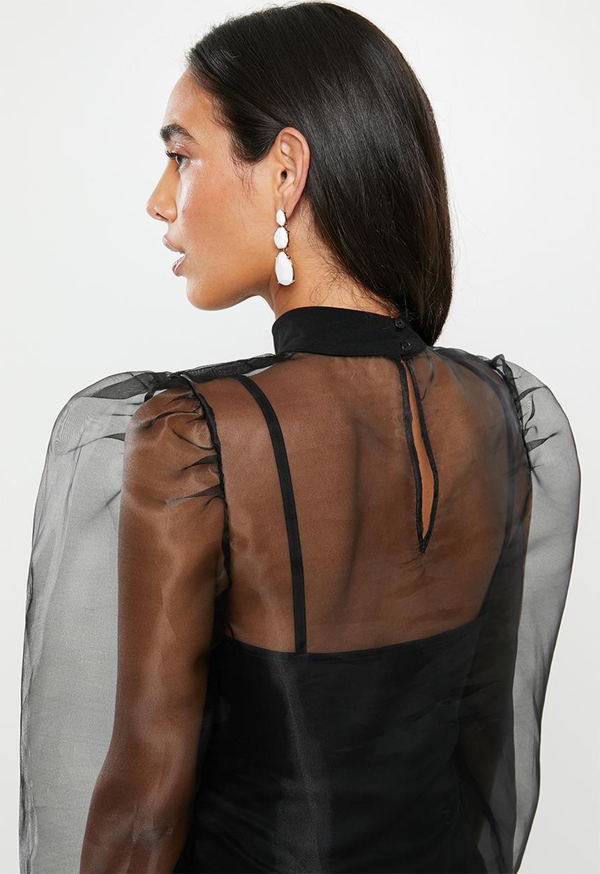 VELVET - Sheer turtleneck blouse - black