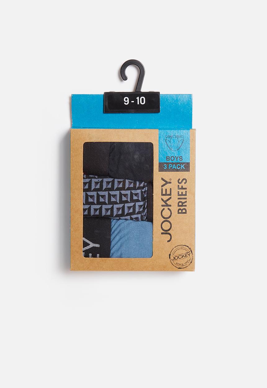 Jockey - 3 Pack fancy boys jockey brief - blue & black 