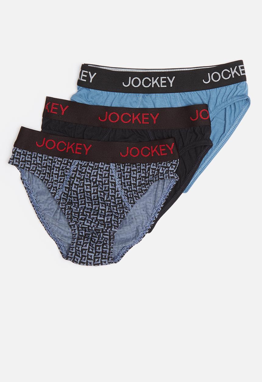 Jockey - 3 Pack fancy boys jockey brief - blue & black 