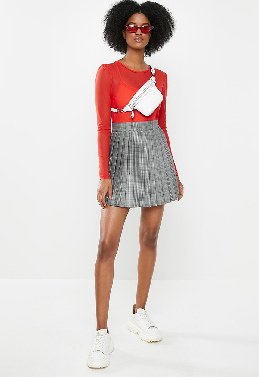 Blake - Pleated check mini skirt - hazel