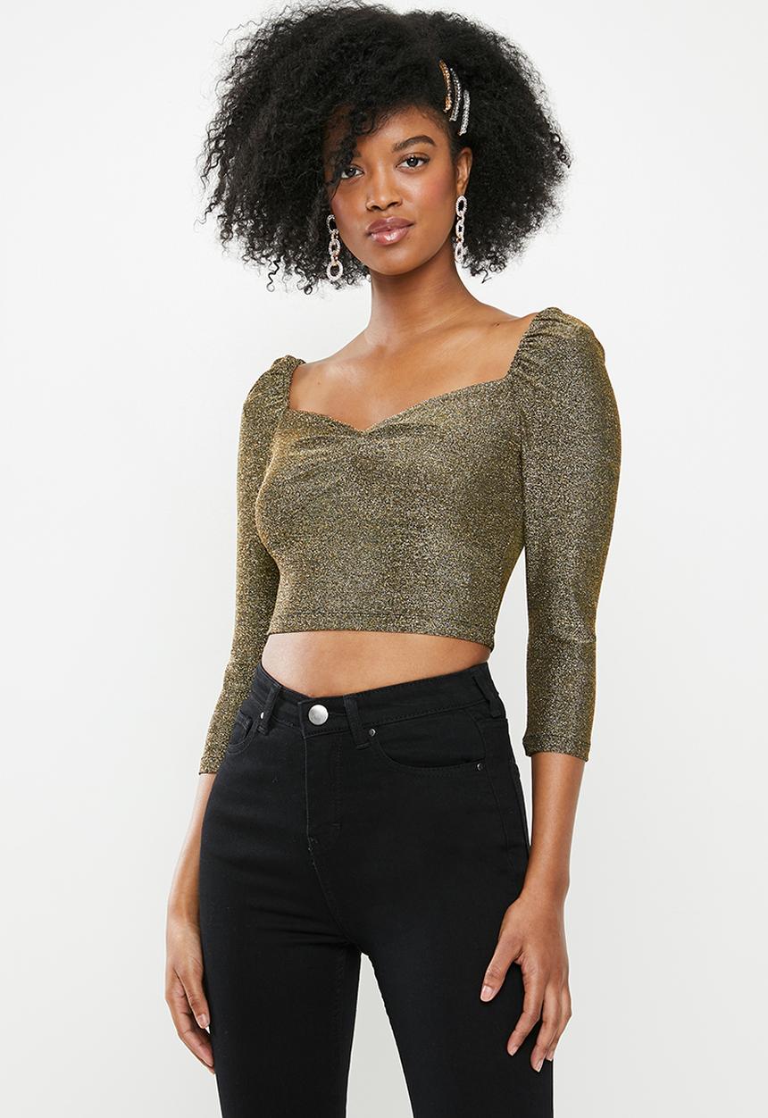 Blake - Shimmer crop top - gold