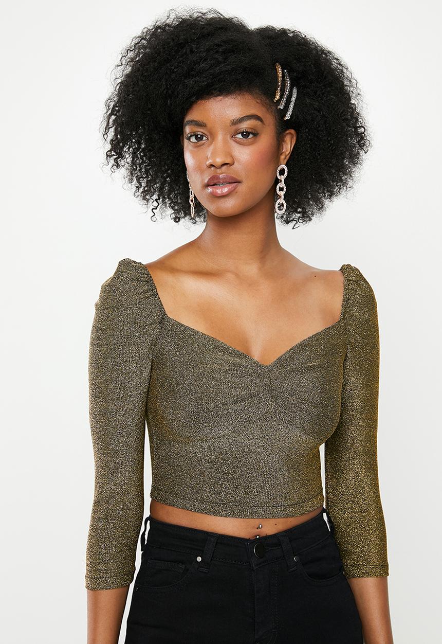 Blake - Shimmer crop top - gold