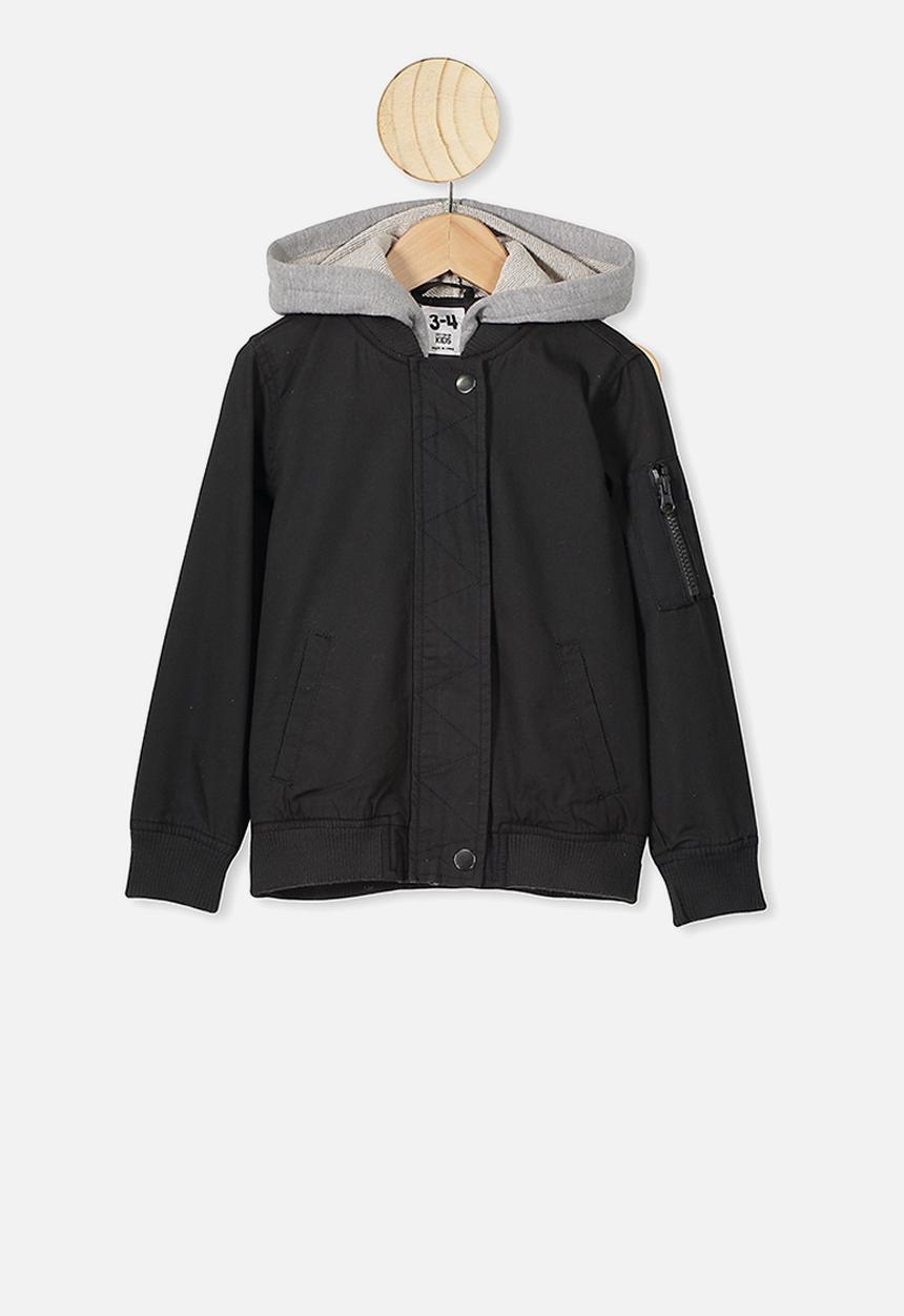 Cotton On - Staple hooded bomber - black