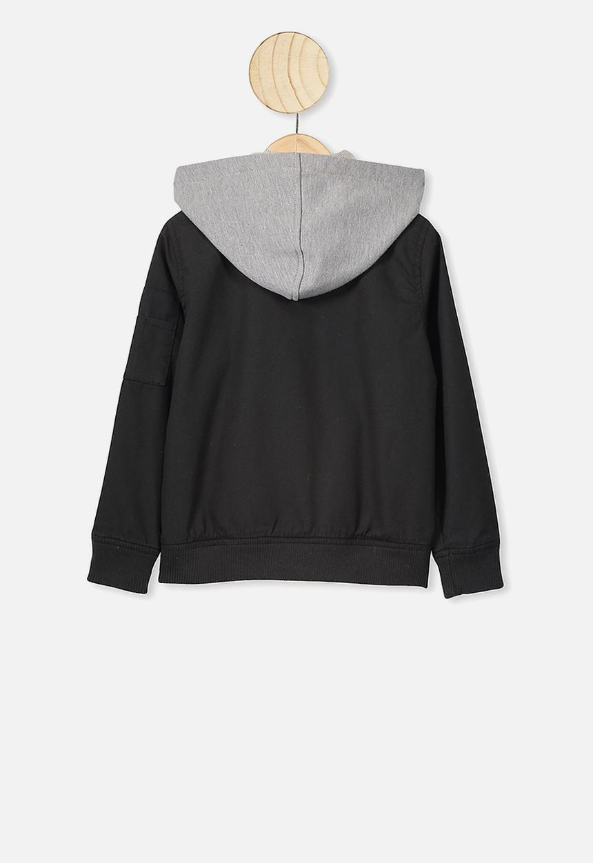 Cotton On - Staple hooded bomber - black
