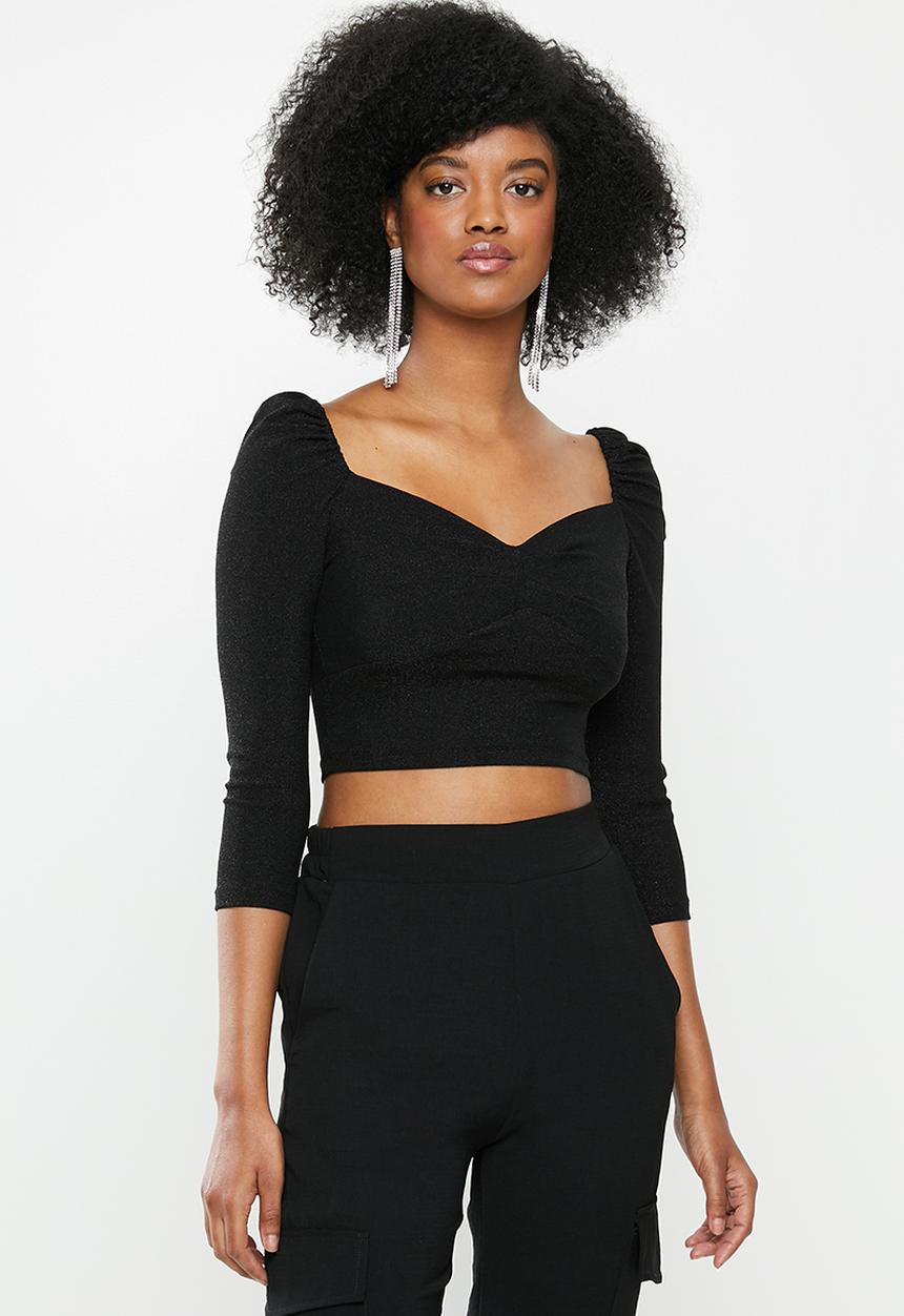 Blake - Shimmer crop top - black