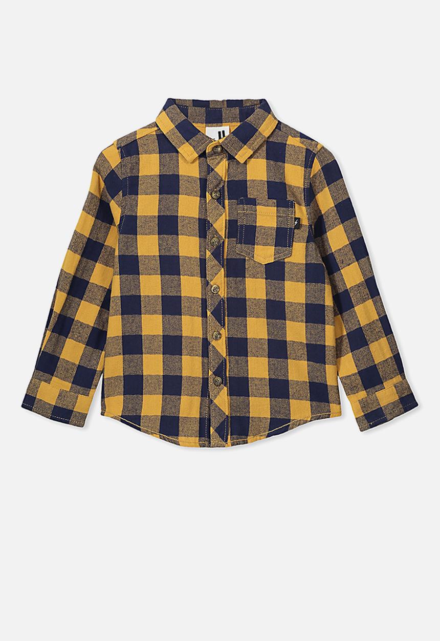 Cotton On - Rugged long sleeve shirt - navy & yellow 