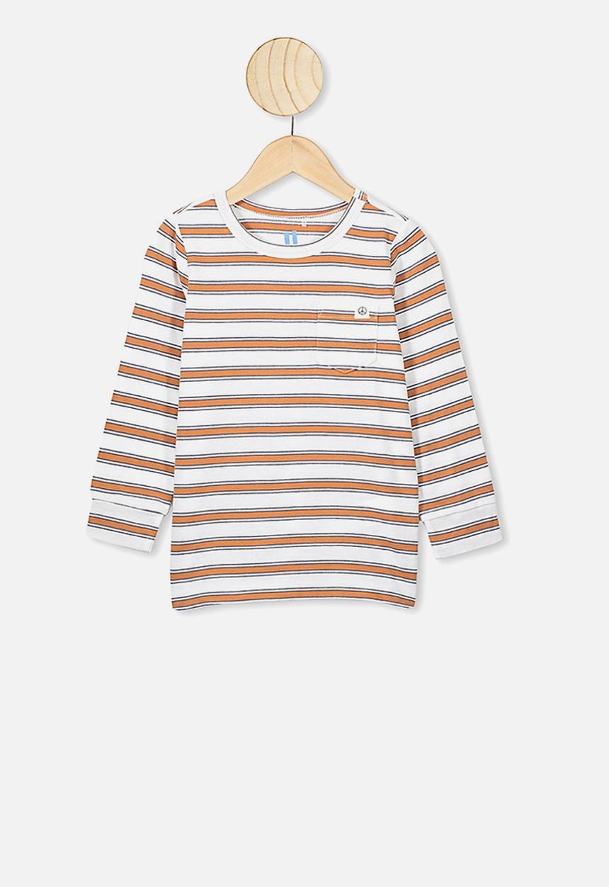 Cotton On - Core long sleeve tee - brown & white 