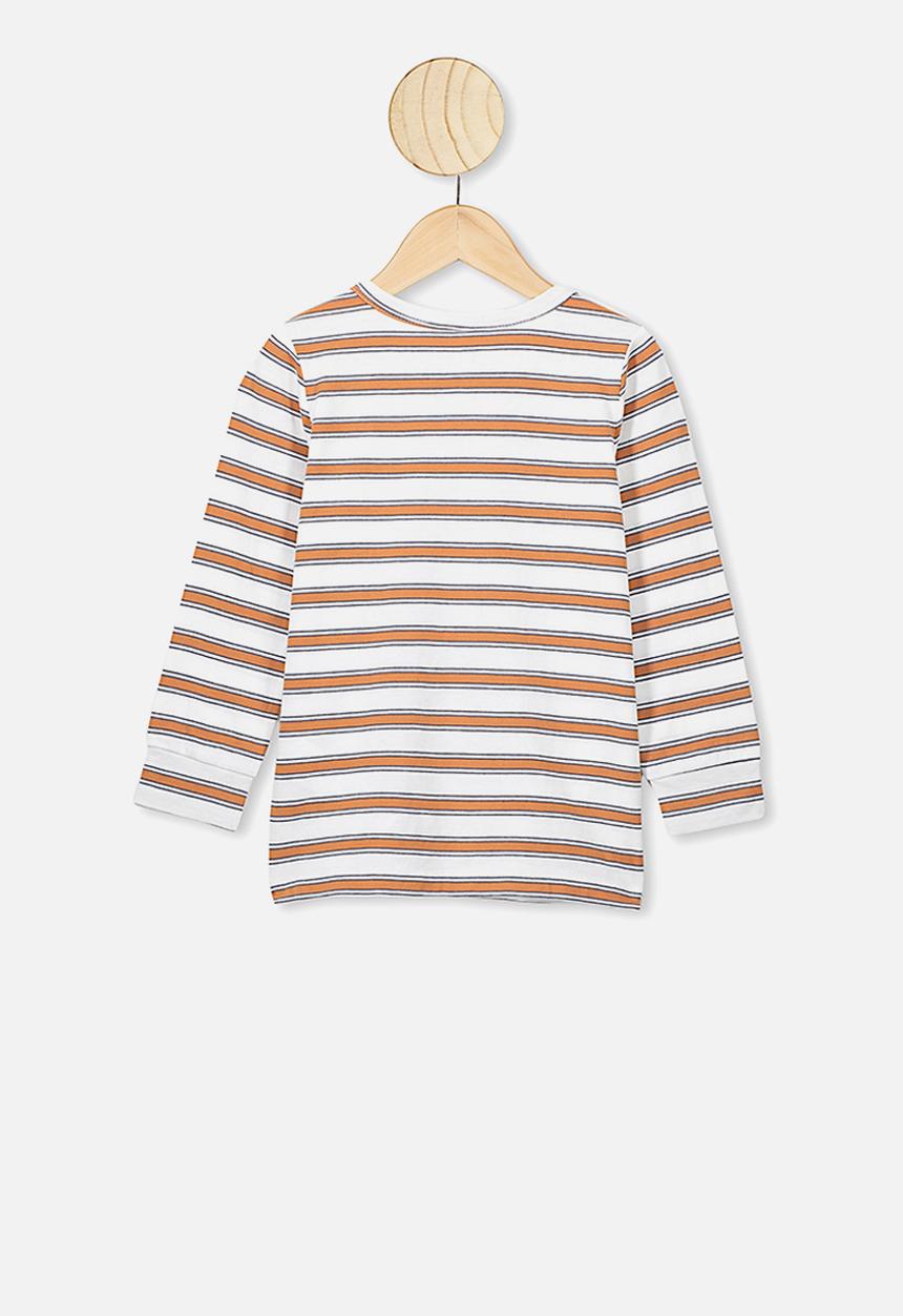 Cotton On - Core long sleeve tee - brown & white 