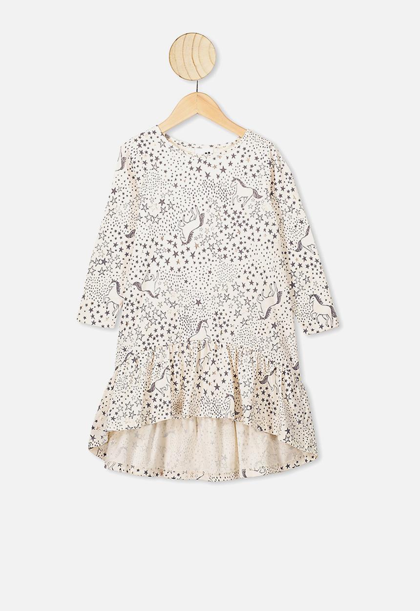 Cotton On - Joss long sleeve dress - grey & cream 