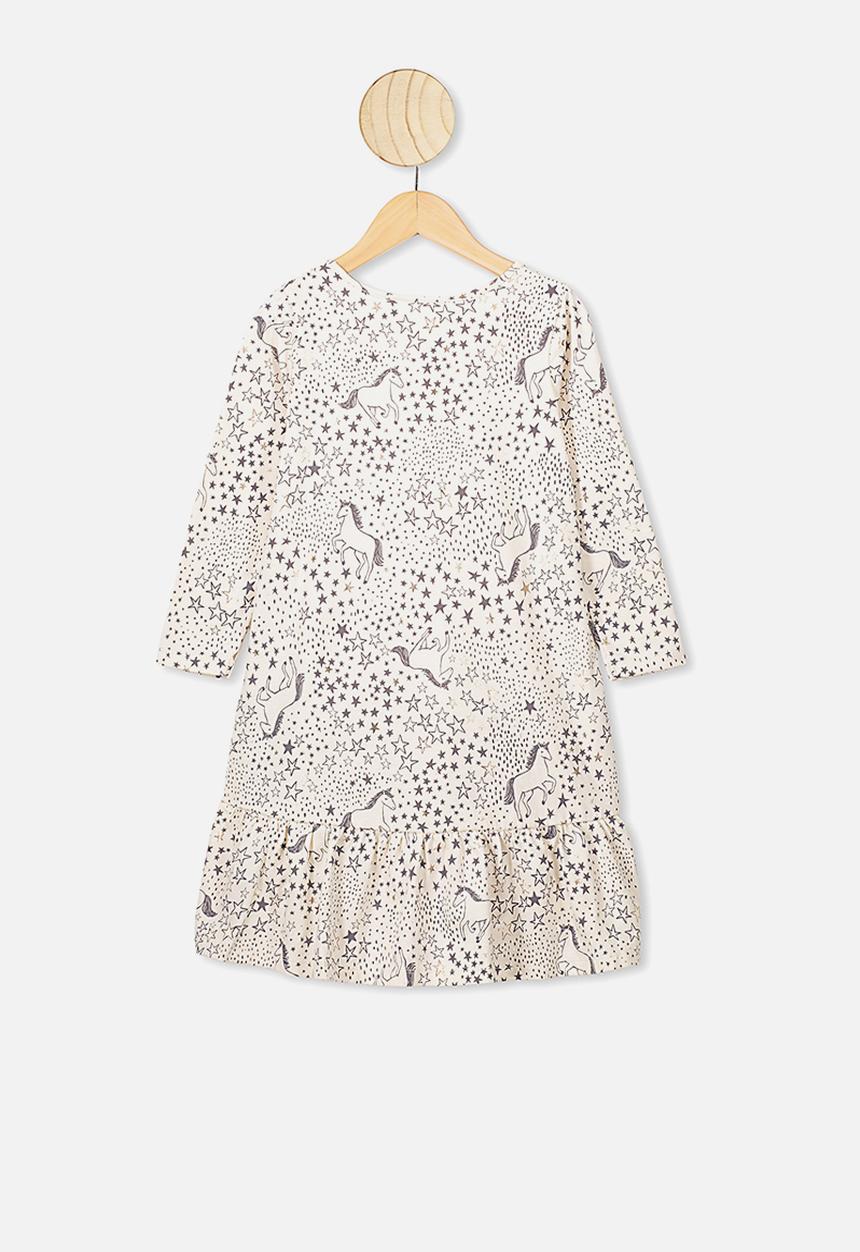Cotton On - Joss long sleeve dress - grey & cream 