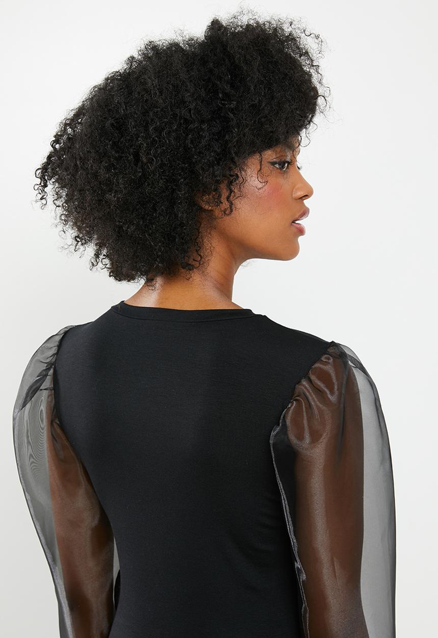Blake - Organza sleeve top - black