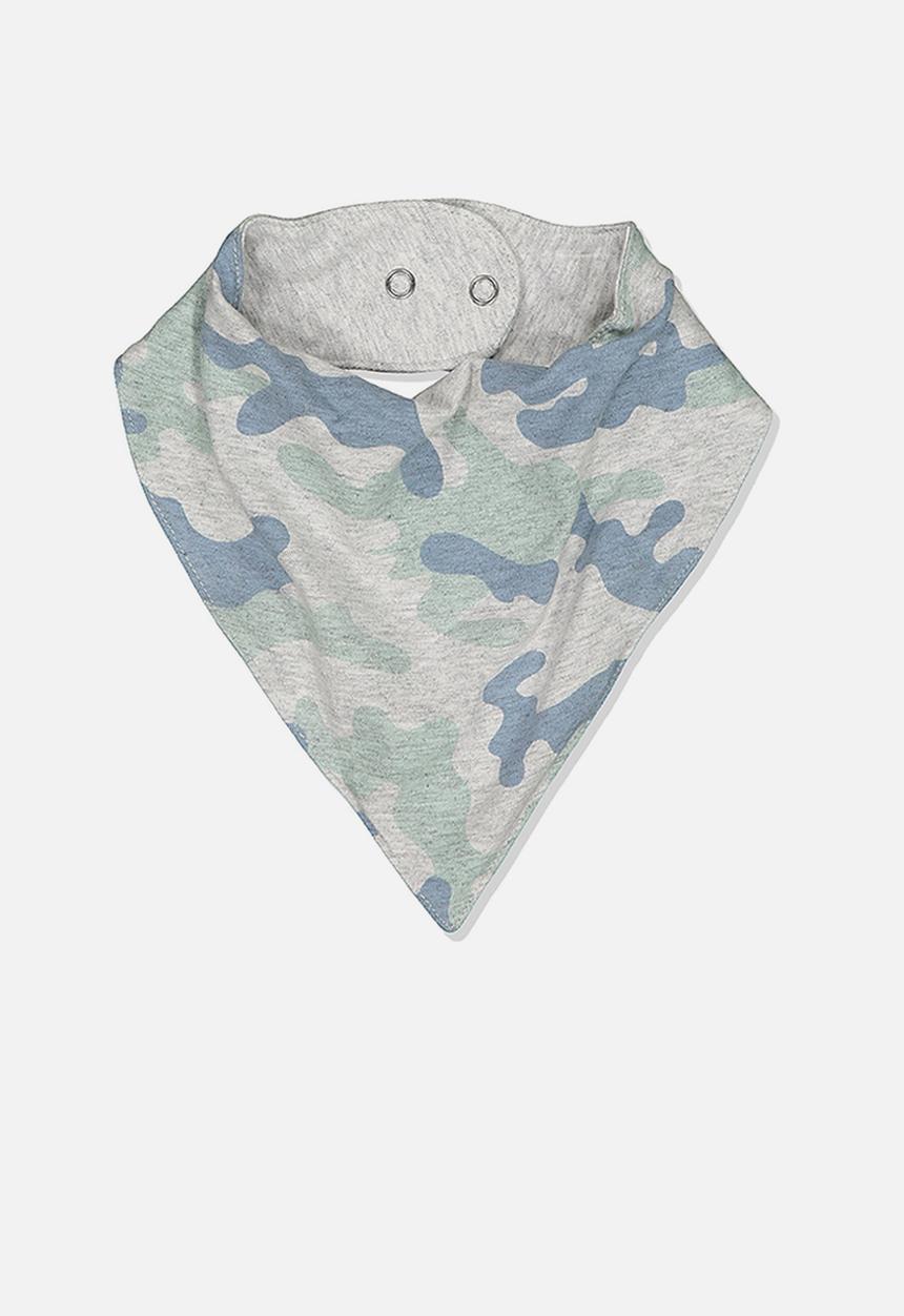 Cotton On - The kerchief bib - cloud marle & stone green camo