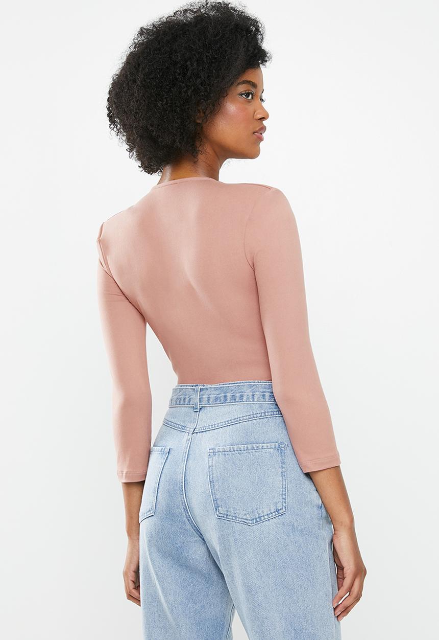 Blake - Plunge bodysuit - old rose