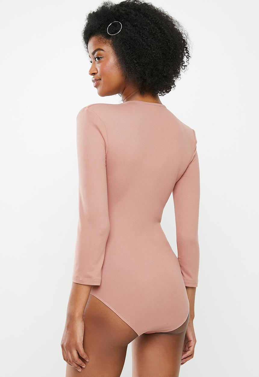 Blake - Plunge bodysuit - old rose