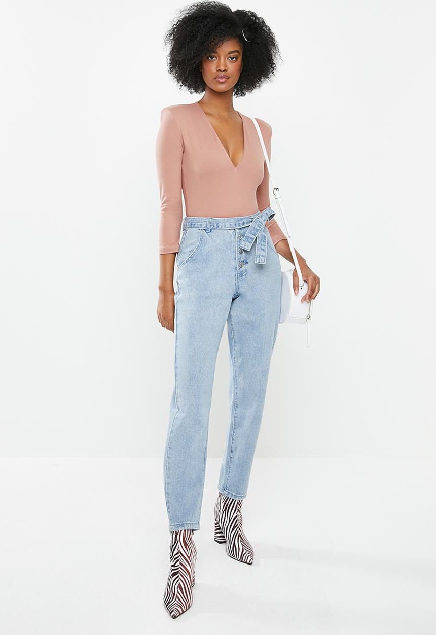 Blake - Plunge bodysuit - old rose