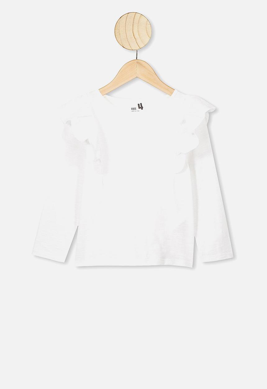 Cotton On - Sheri long sleeve frill top - white