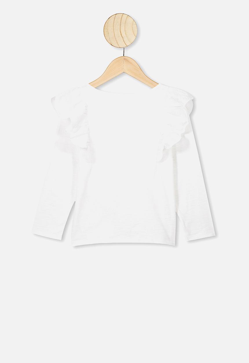 Cotton On - Sheri long sleeve frill top - white