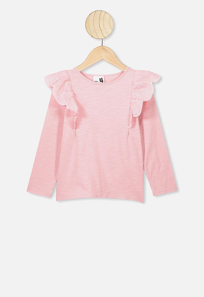 Cotton On - Sheri long sleeve frill top - pink