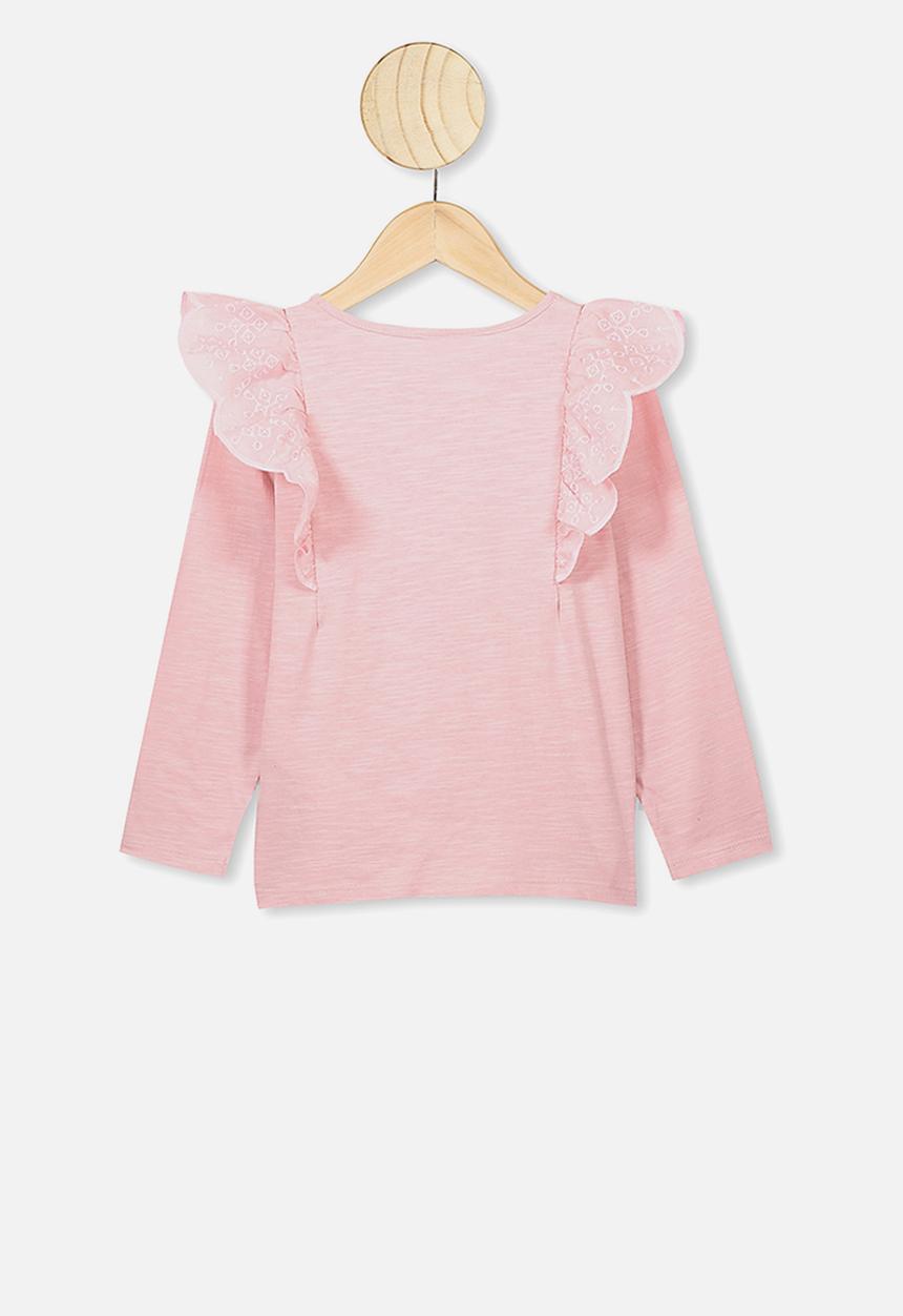 Cotton On - Sheri long sleeve frill top - pink