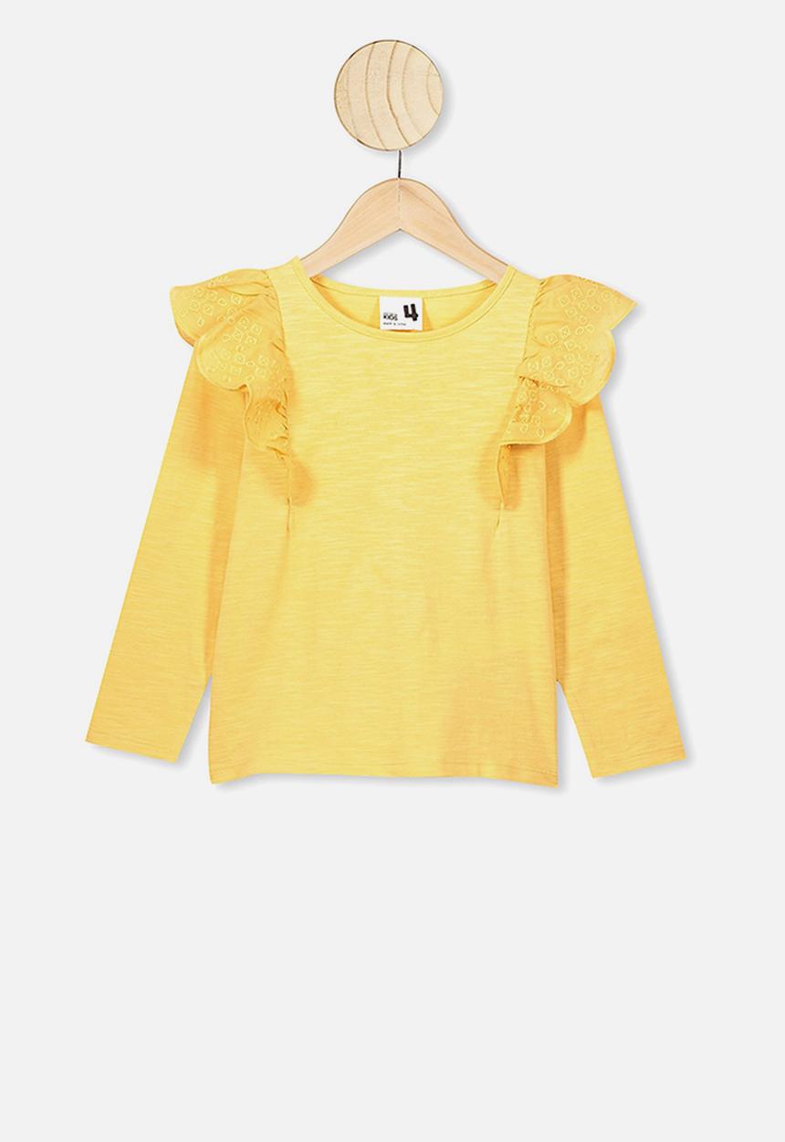 Cotton On - Sheri long sleeve frill top - yellow 