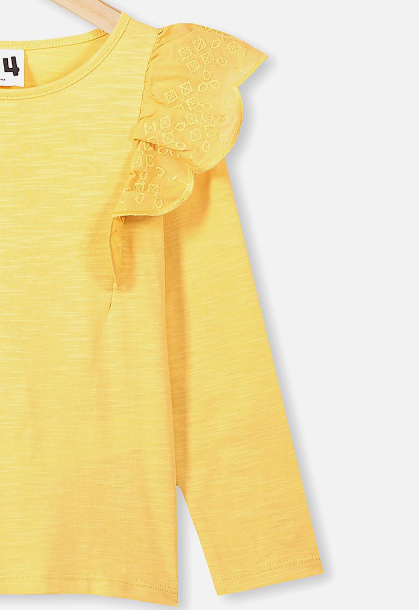 Cotton On - Sheri long sleeve frill top - yellow 