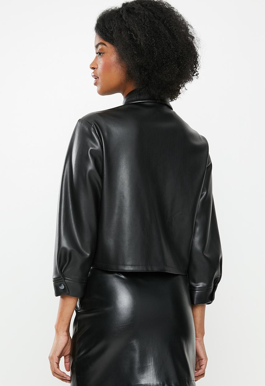 Blake - Pu cropped jacket - black