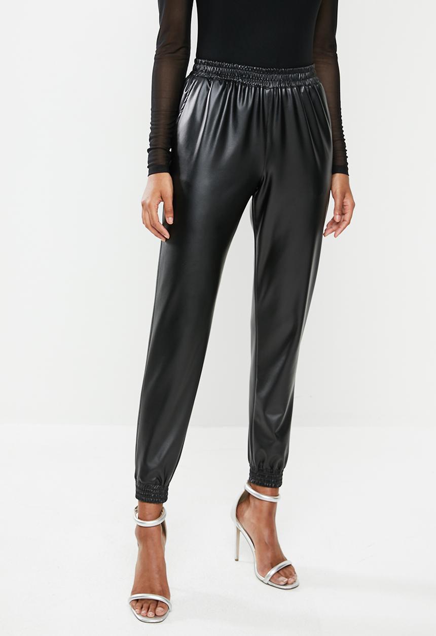 Blake - Pu jogger pant - black