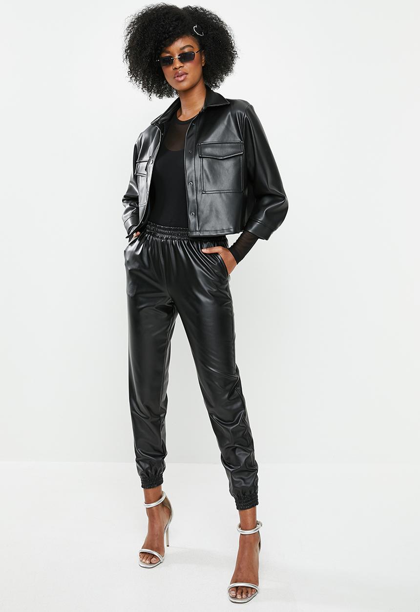 Blake - Pu jogger pant - black