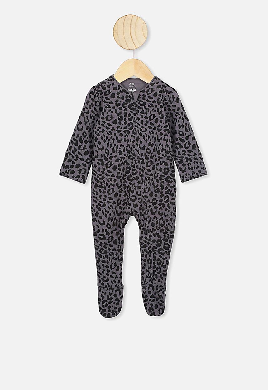 Cotton On - The long sleeve zip romper - rabbit grey summer ocelot