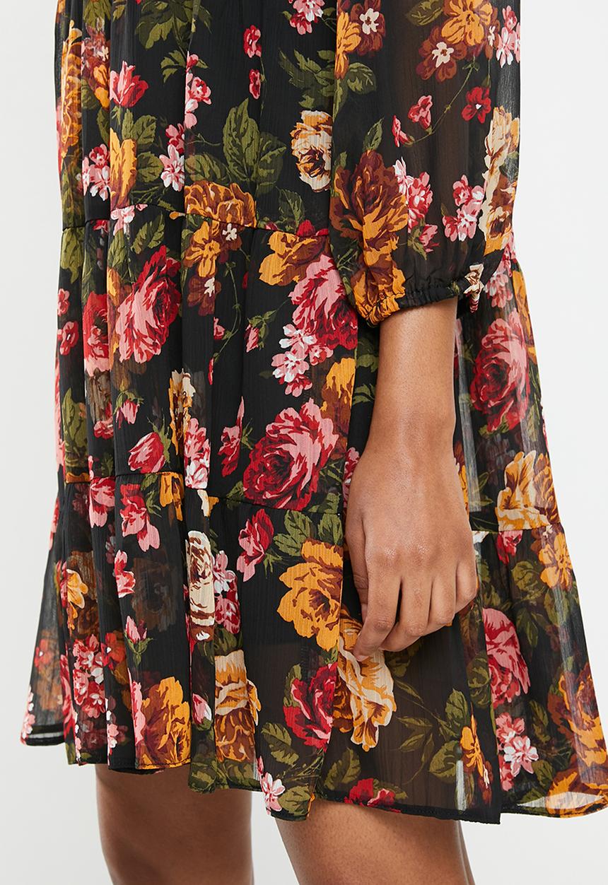 Blake - Tiered mini dress - black floral
