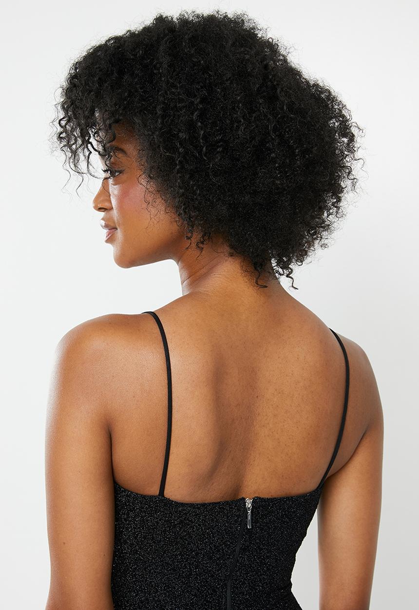 Blake - Metallic cami mini dress - black
