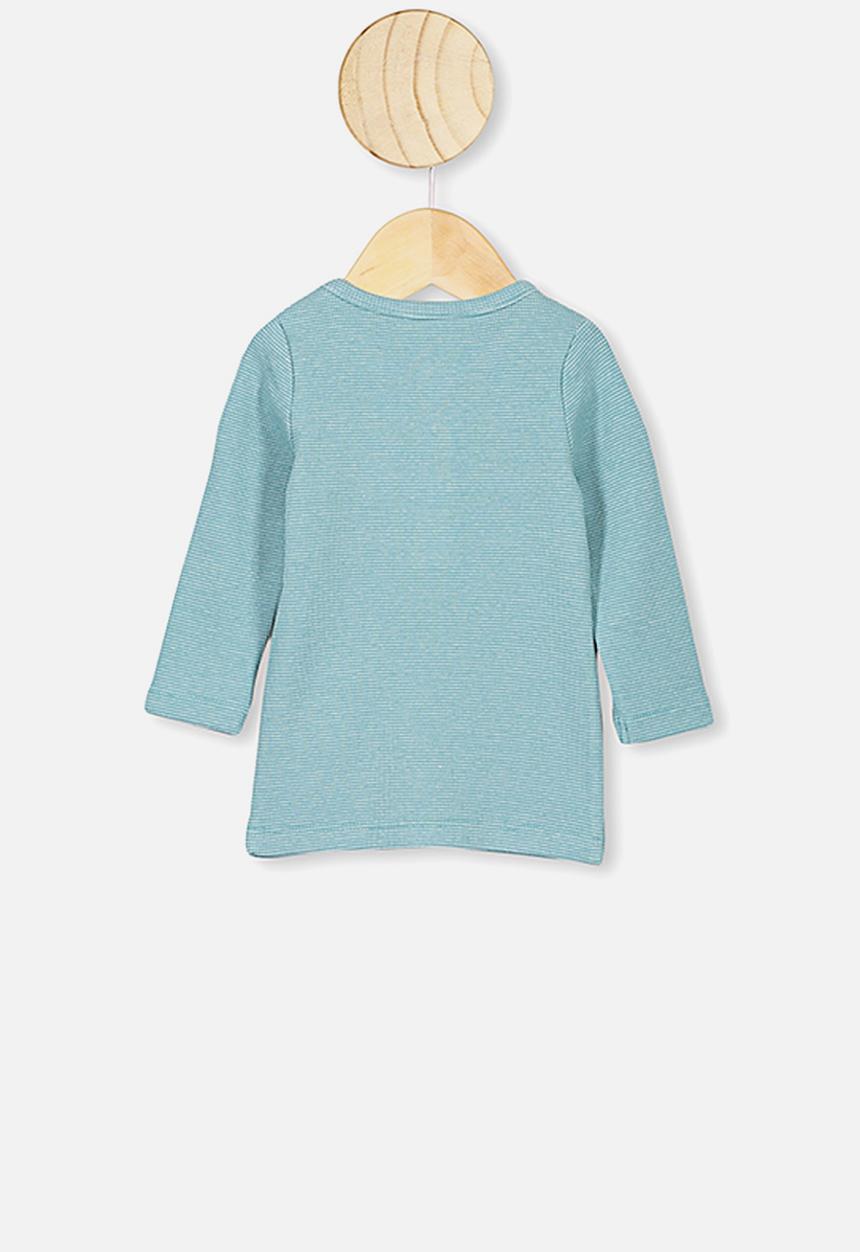 Cotton On - Austin long sleeve placket top - blue