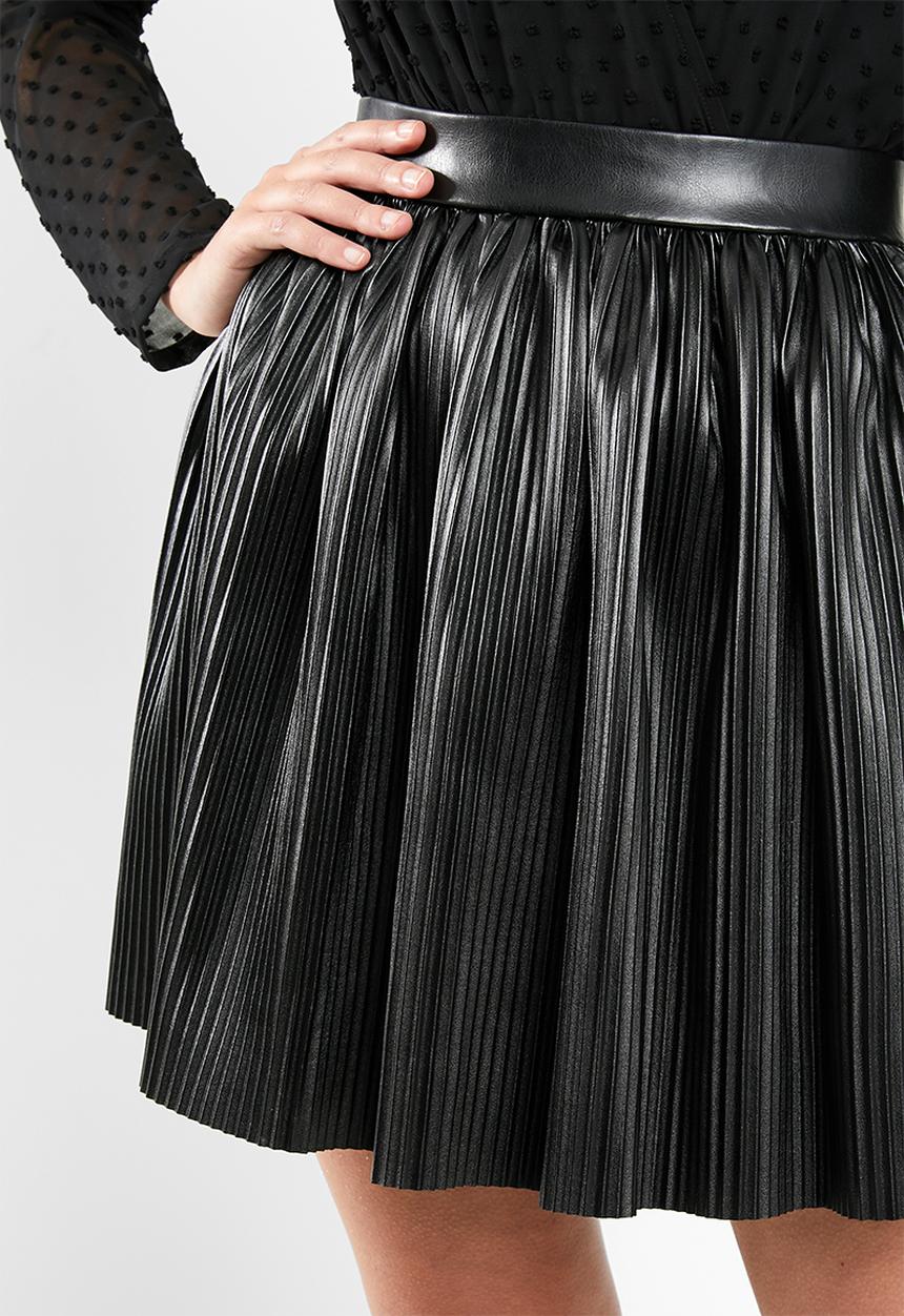 MILLA - Pu mini skirt - black