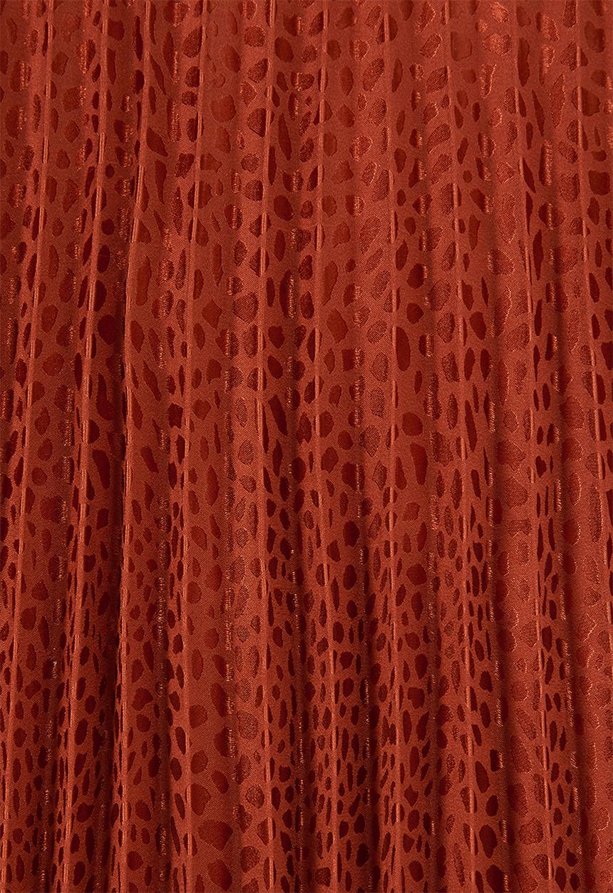 MILLA - Pleated midi skirt - burnt orange rust