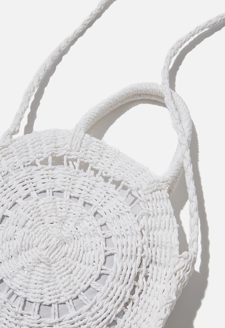 Rubi - Summer love woven circle bag - white