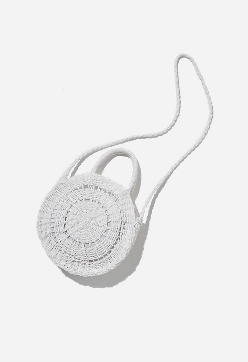 Rubi - Summer love woven circle bag - white