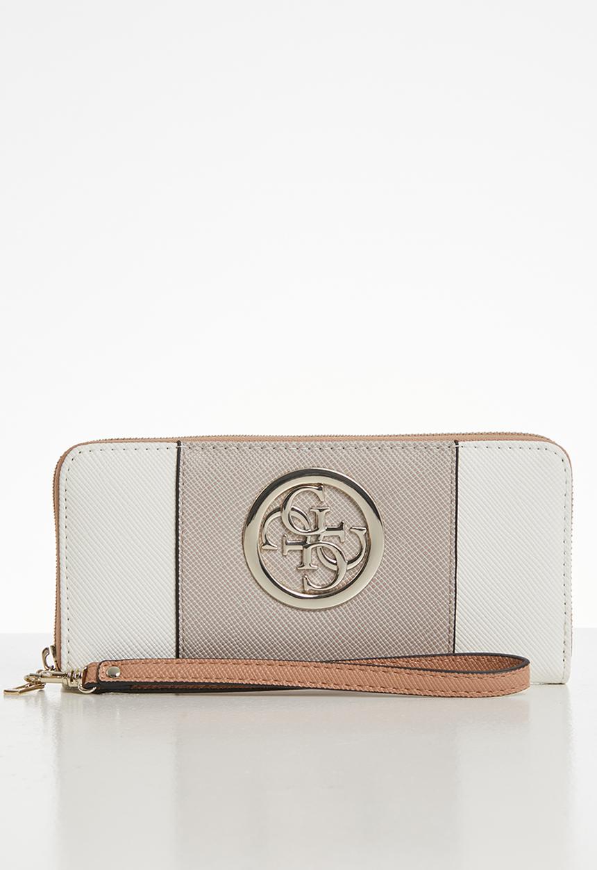 GUESS - Open road large zip around - white & neutral