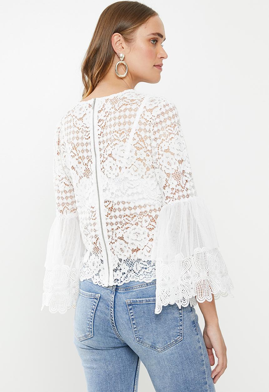MILLA - Corded lace blouse - ivory